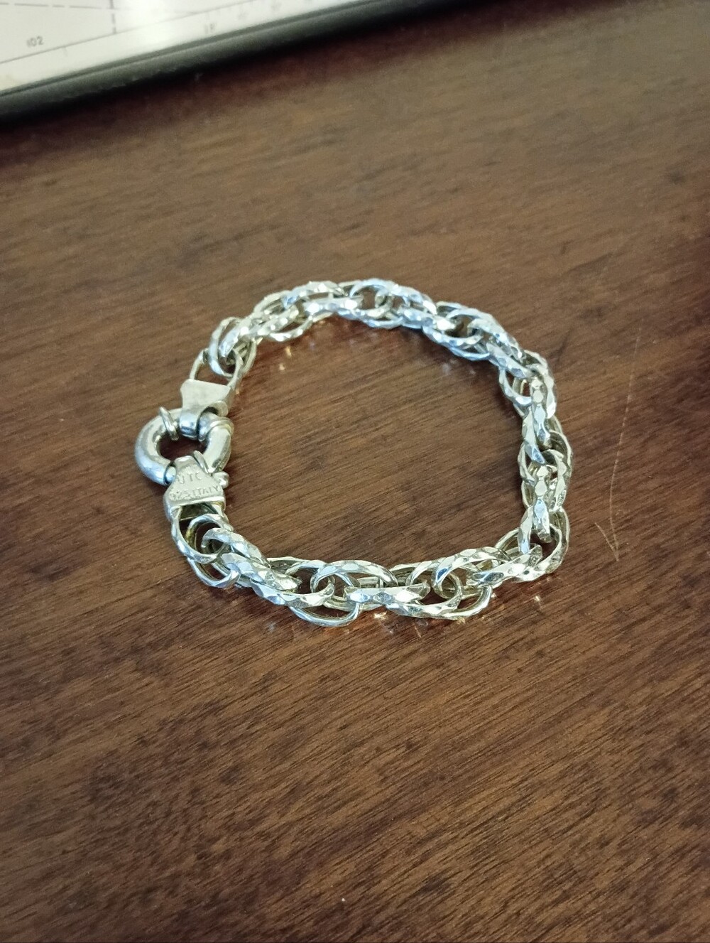 Vintage 925 Sterling Silver Rope Link Spiral Chain Bracelet - Women's